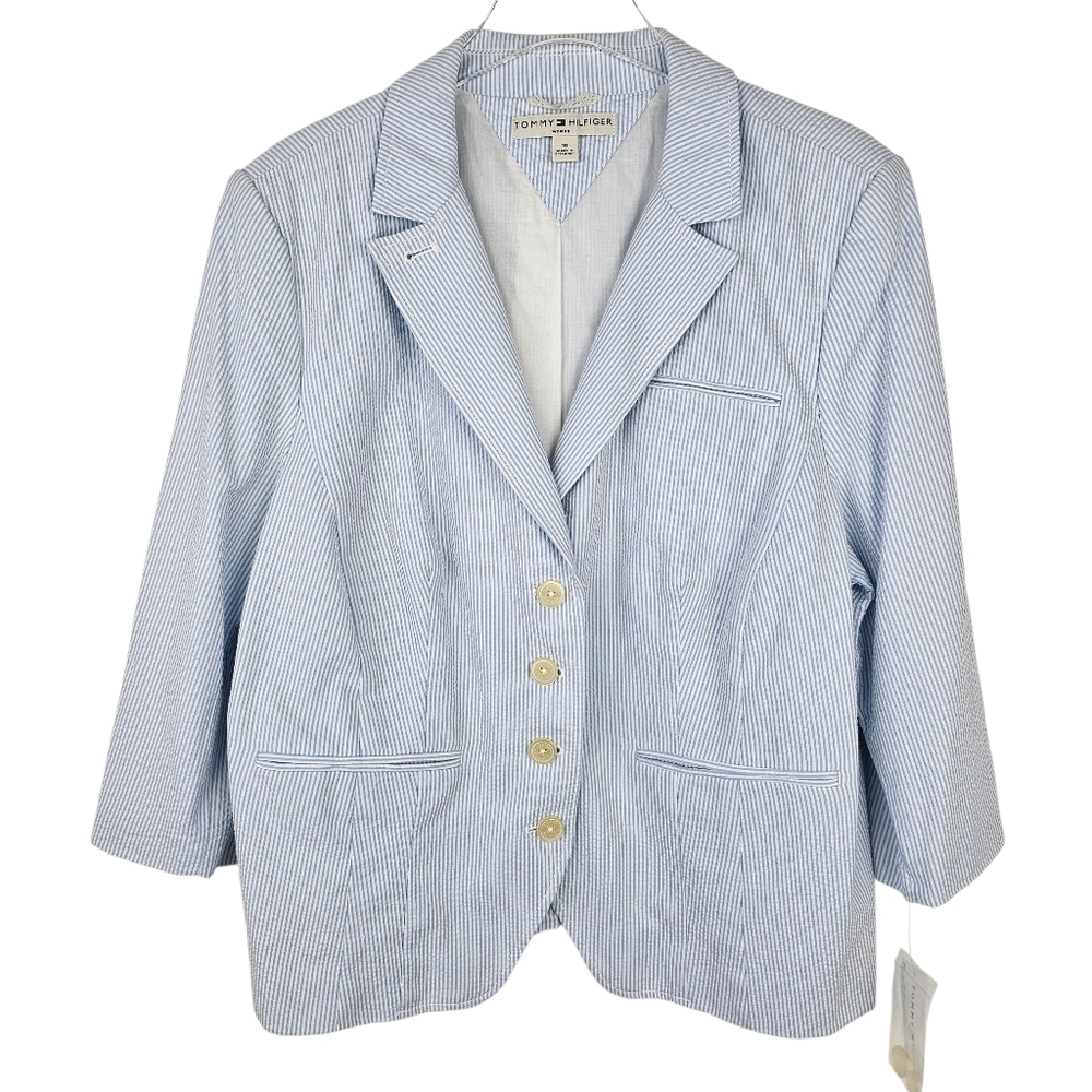 Tommy Hilfiger Blue & White Striped Blazer NWT size 18
